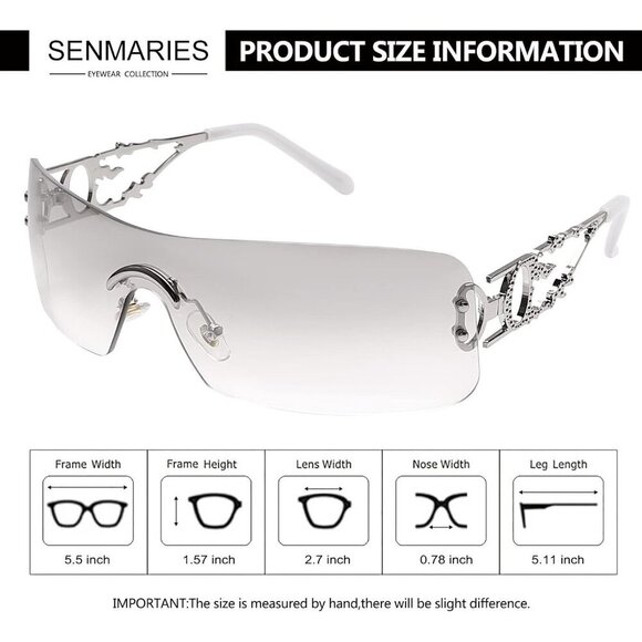 Rimless Y2K Sunglasses Women Men Rectangle Vintage Flame Style UV400